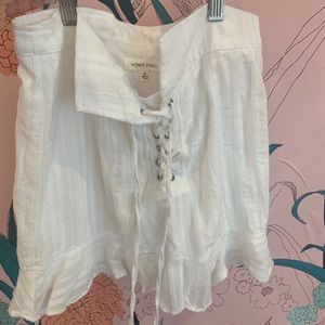 Honey Punch White Lace Up Skirt